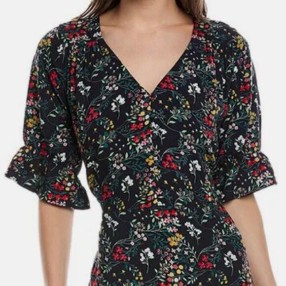 Walker & Wade Alana Maxi Dress in Black Floral Boho Retro Resortwear Travel Sm - Picture 2 of 9